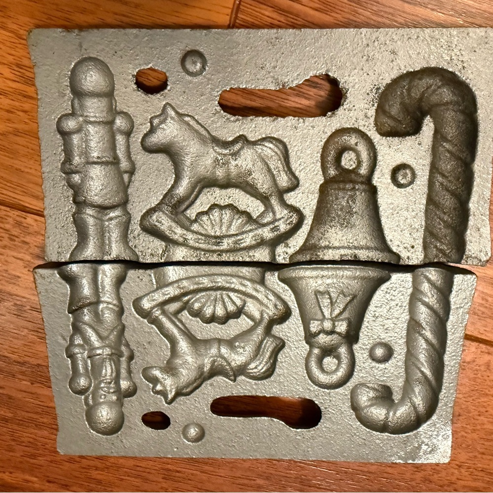 John Wright Christmas Cast Iron Chocolate Candy Molds Vintage